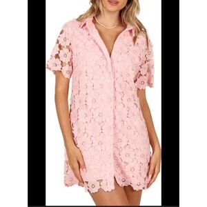 Petal + Pup Pink Tallie Button Up mini Shirt Dress – Size US 6 / AU 10
